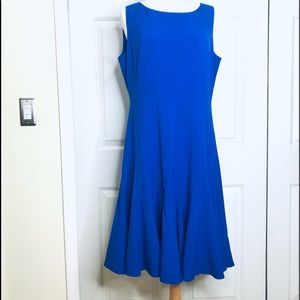 Calvin Klein Fit & Flare Pleated Lined Royal Blue Dress Size 14